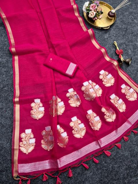Akshara linen silk online sarees at low price